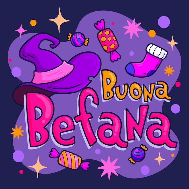 Hand drawn befana text illustration