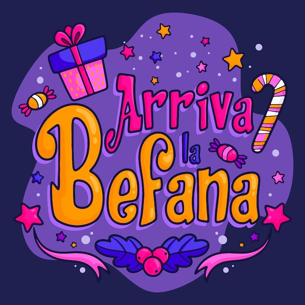 Hand drawn befana text illustration