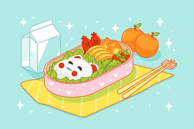 Free vector hand drawn bento box