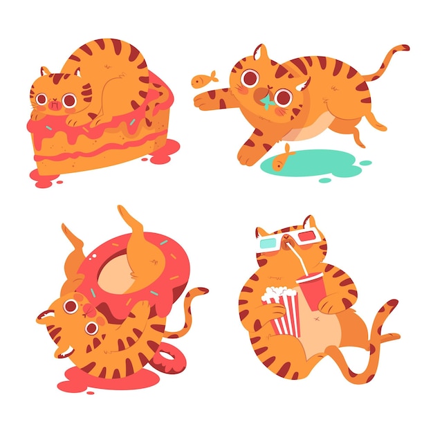 Hand drawn bernie the cat stickers collection