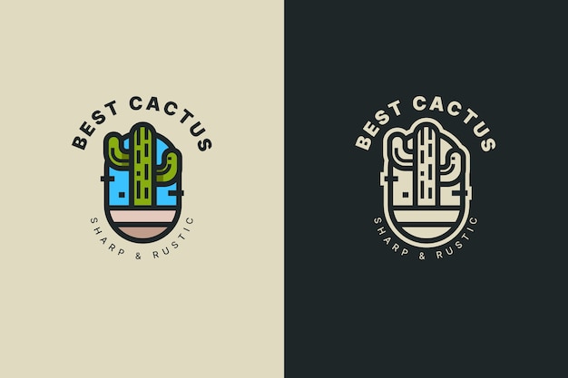 Miglior logo di cactus disegnato a mano