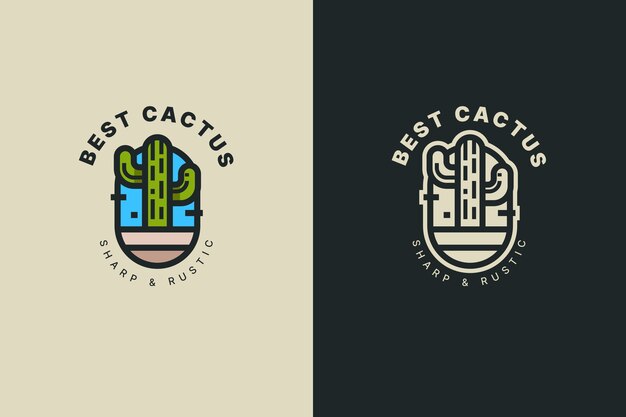 Hand drawn best cactus logo