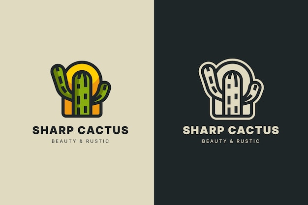 Vettore gratuito miglior logo di cactus disegnato a mano