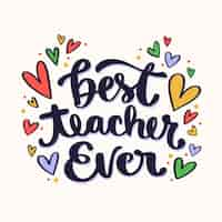 Free vector hand drawn best teacher text illustration