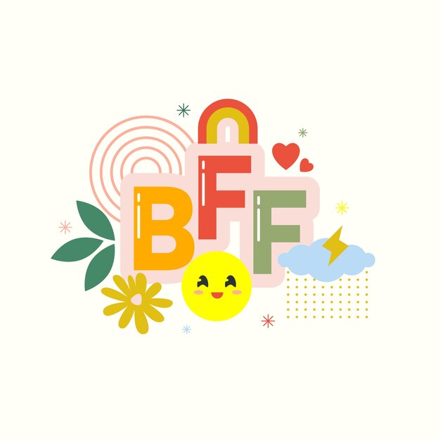 손으로 그린 bff 텍스트 일러스트