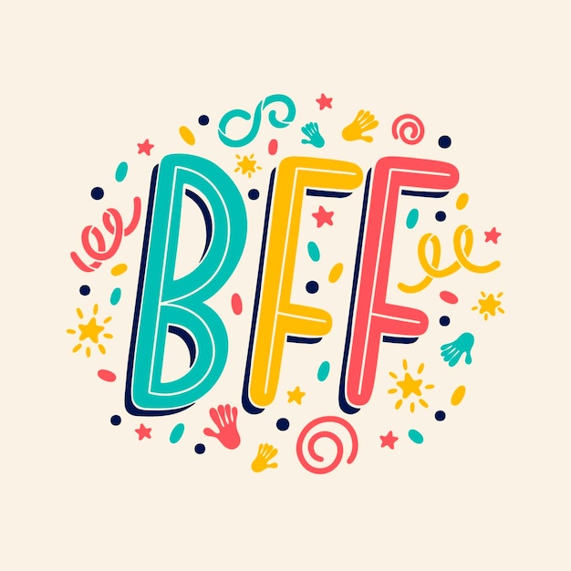 Free vector hand drawn bff text illustration