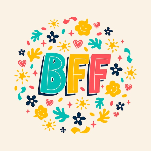 Free vector hand drawn bff text illustration