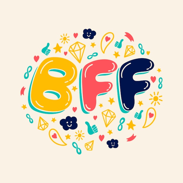 Free vector hand drawn bff text illustration