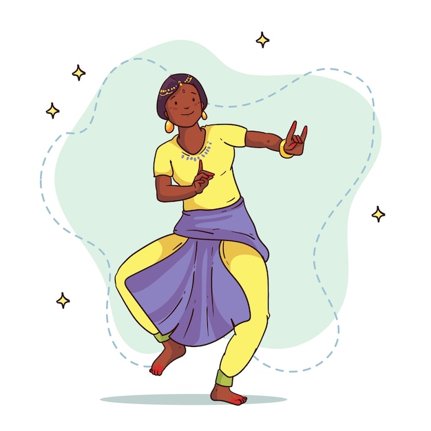 Free vector hand drawn bharatanatyam dance illustration