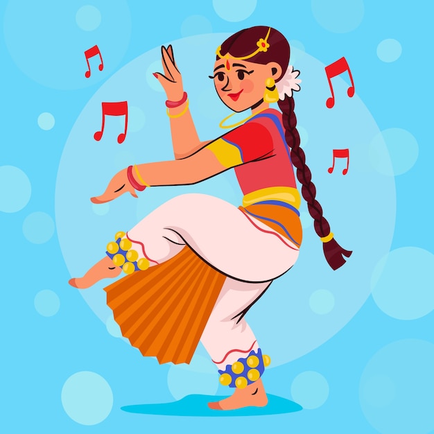 Illustrazione di bharatanatyam disegnata a mano