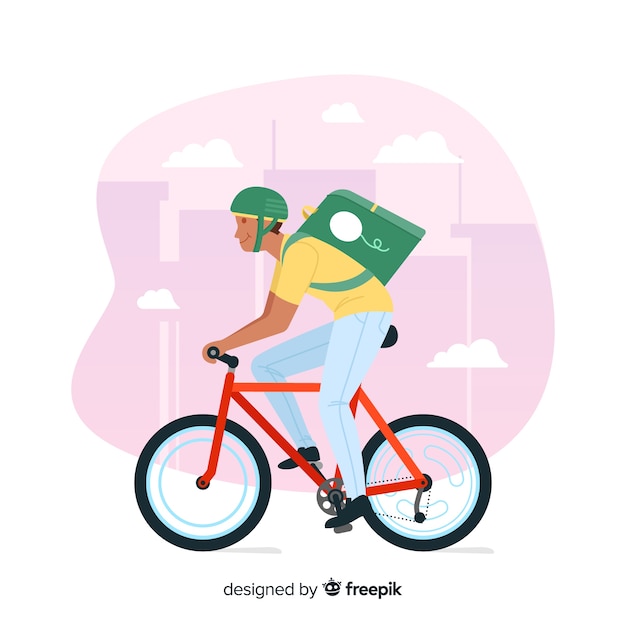 Free vector hand drawn bicycle delivery concept