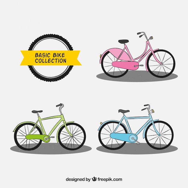 Free vector hand drawn bicycle set