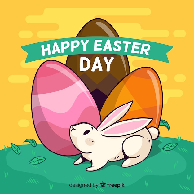 Free vector hand drawn big eggs easter background