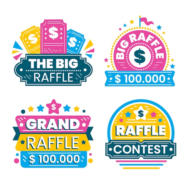 Free vector hand drawn big raffle labels design