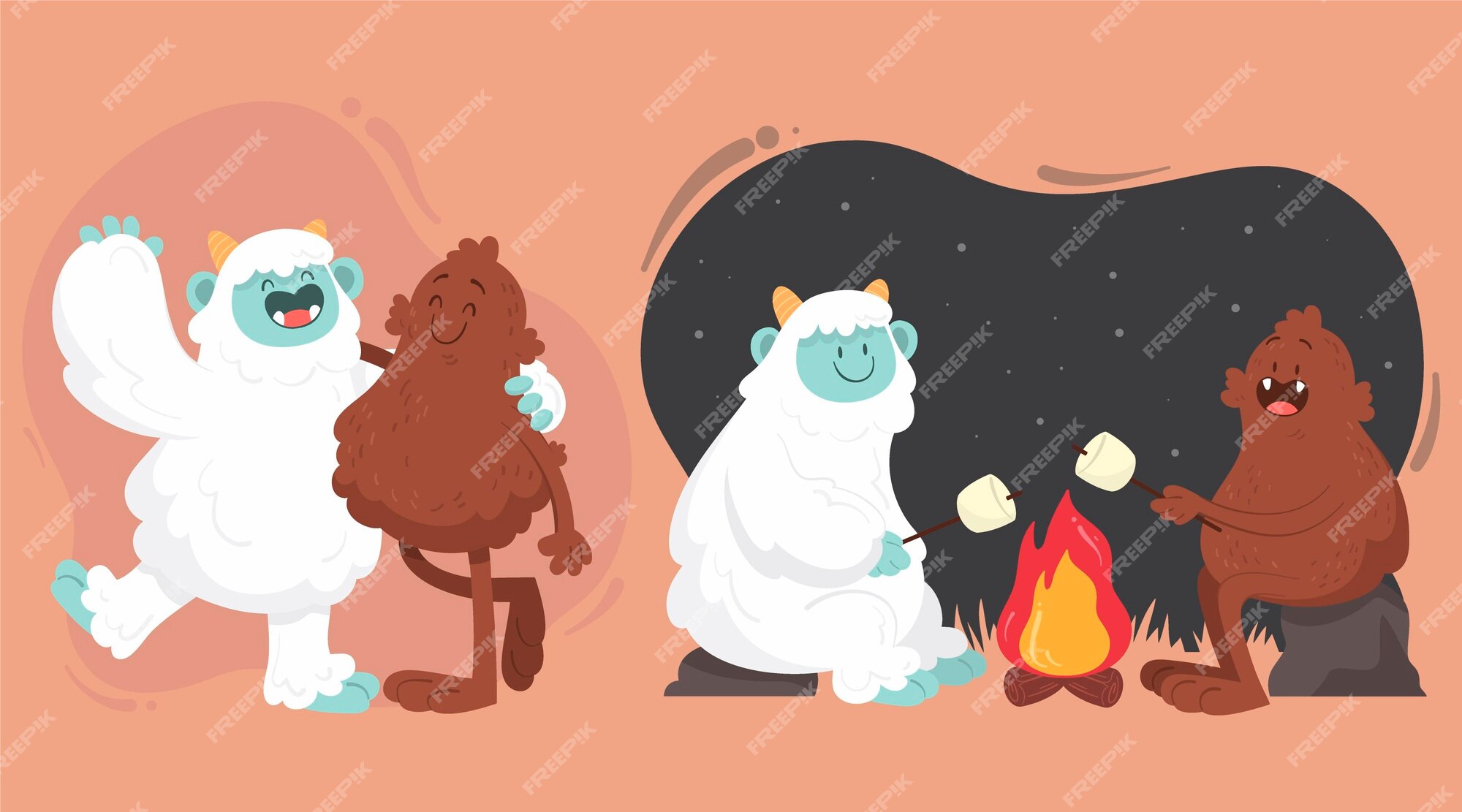 Bigfoot Cartoon Character Set, Funny Mythical Creature in Different  Situations Vector Illustrations on a White Ilustração do Vetor - Ilustração  de pelaria, snowman: 145172167