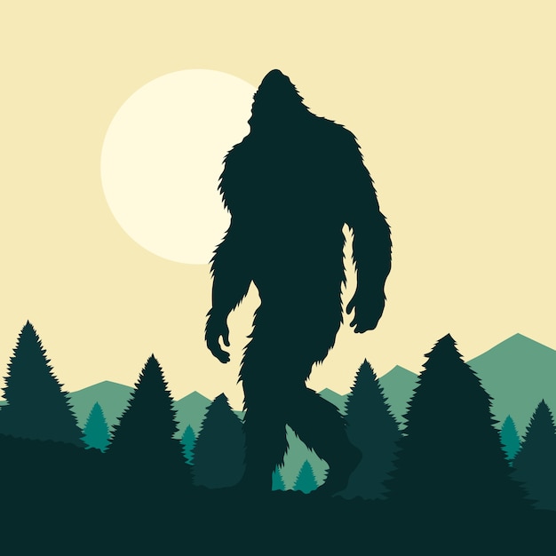 Hand drawn bigfoot silhouette