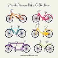 Free vector hand drawn bike collection