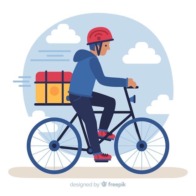 Free vector hand drawn bike delivery concept illustration