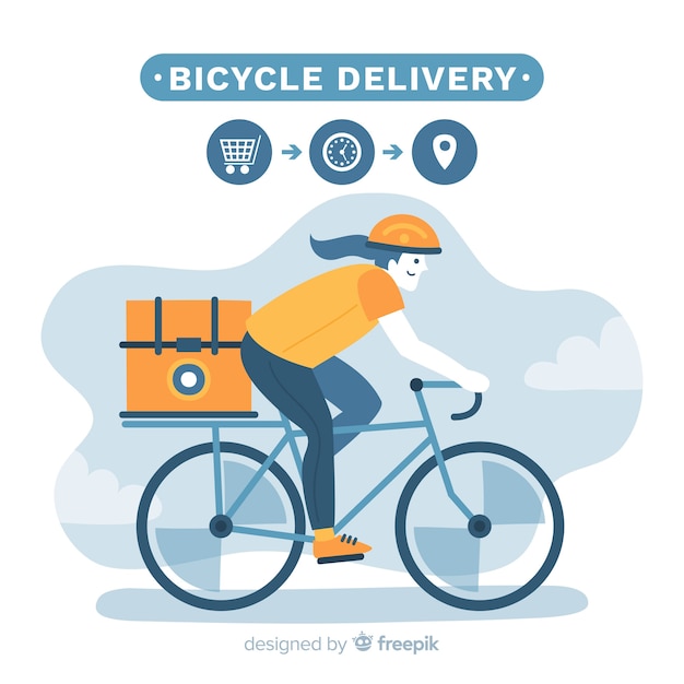 Hand drawn bike delivery concept illustration