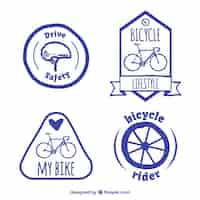 Free vector hand drawn bike labels pack