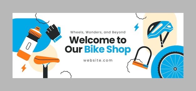 Free vector hand drawn bike shop facebook cover template