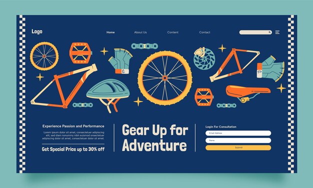 Hand drawn bike shop landing page