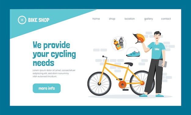 Free vector hand drawn bike shop  landing page