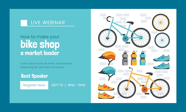 Free vector hand drawn bike shop webinar