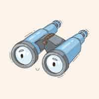 Free vector hand drawn binoculars cartoon illustration