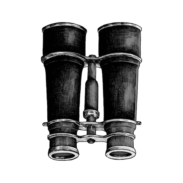 Hand drawn binoculars isolated on white background