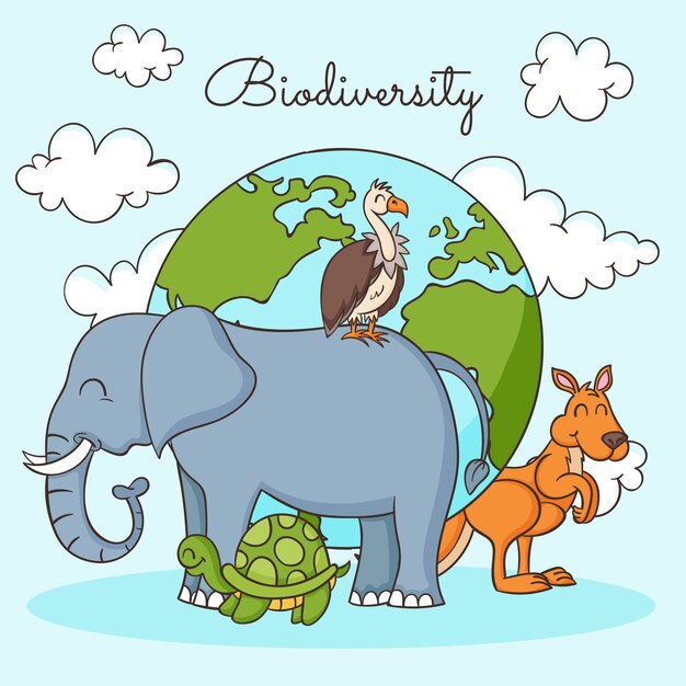 Hand drawn biodiversity illustration