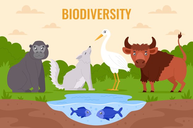 Hand drawn biodiversity illustration