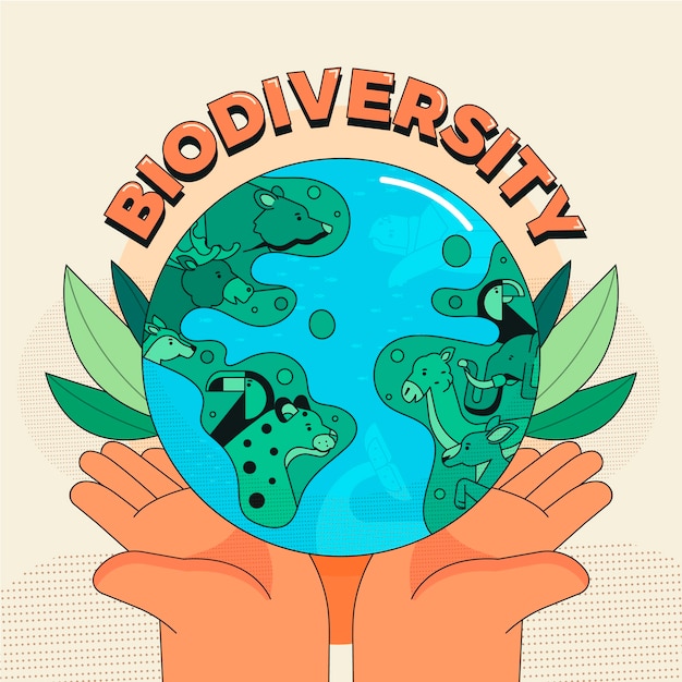 Free vector hand drawn biodiversity illustration