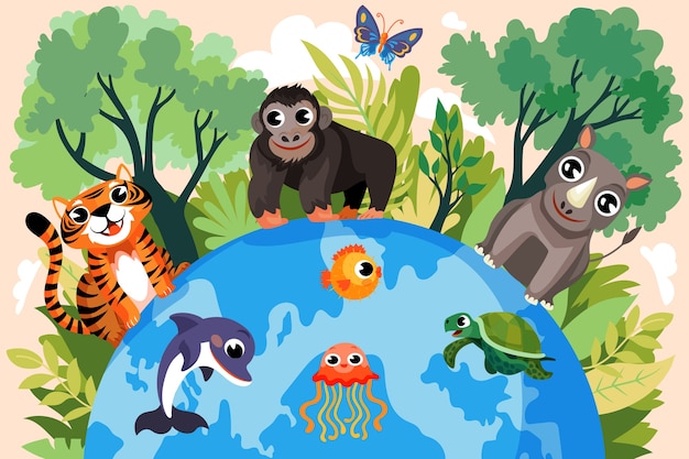 Hand drawn biodiversity illustration
