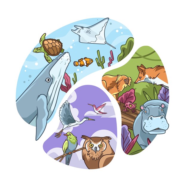 Hand drawn biodiversity illustration