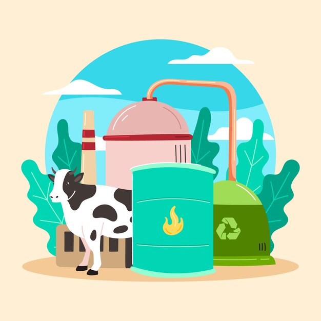 Hand drawn biogas illustration
