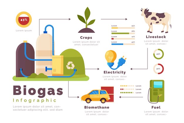 손으로 그린 바이오 가스 infographic