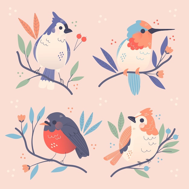 Free vector hand drawn bird collection