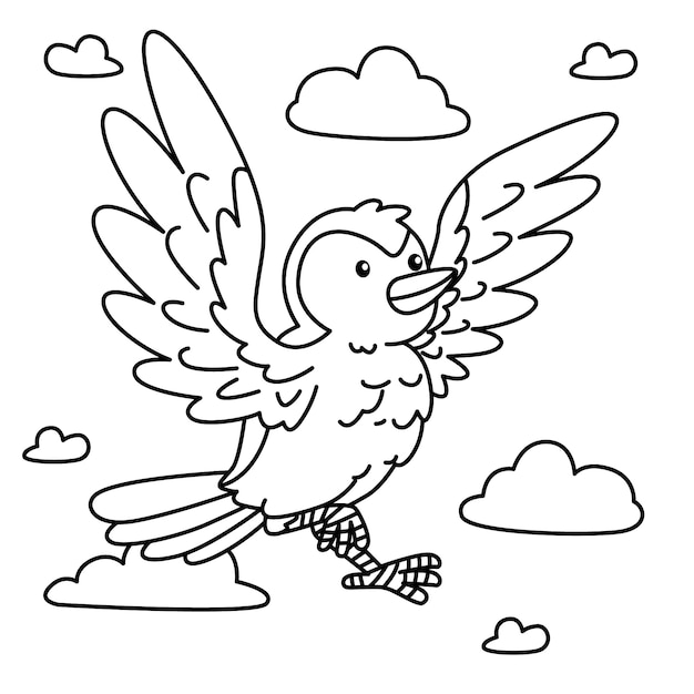 Hand drawn bird outline illustration