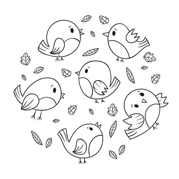 Hand drawn bird outline illustration