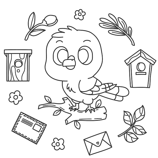 Free vector hand drawn bird outline illustration