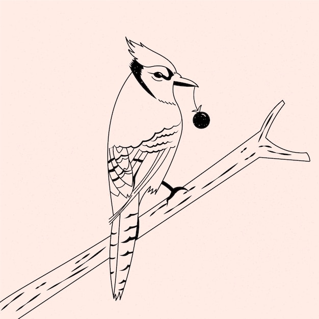 Hand drawn bird outline illustration