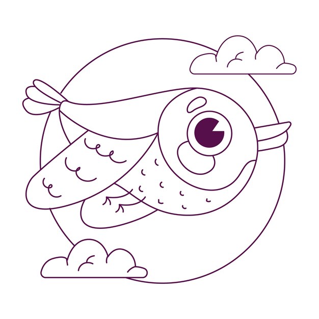 Hand drawn bird outline illustration