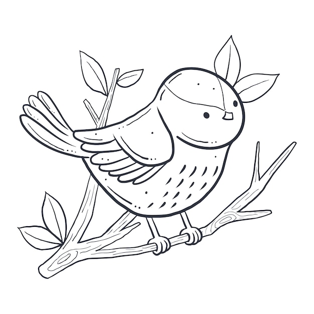 Hand drawn bird outline illustration