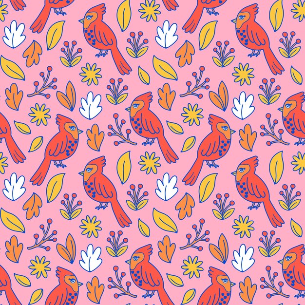 Hand drawn bird pattern