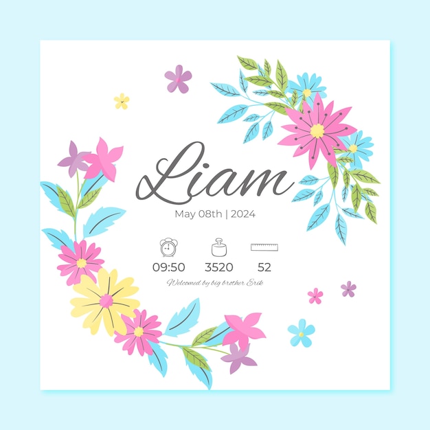 Free vector hand drawn birth announcement template