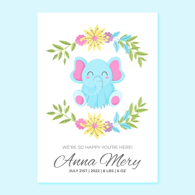 Hand drawn birth announcement template