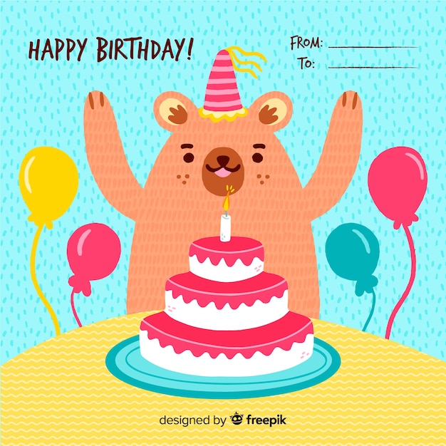 Free vector hand drawn birthday animal background