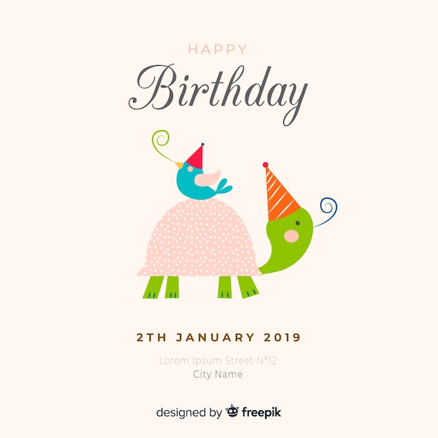 Hand drawn birthday animal background