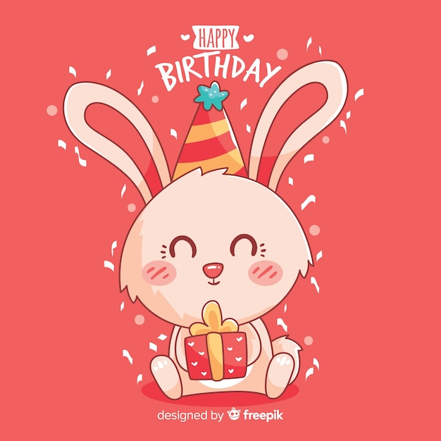 Free vector hand drawn birthday animal background